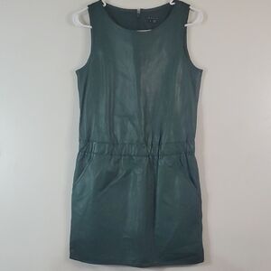 Theory Green Fit & Flare Mini Dress Size 4 Pockets